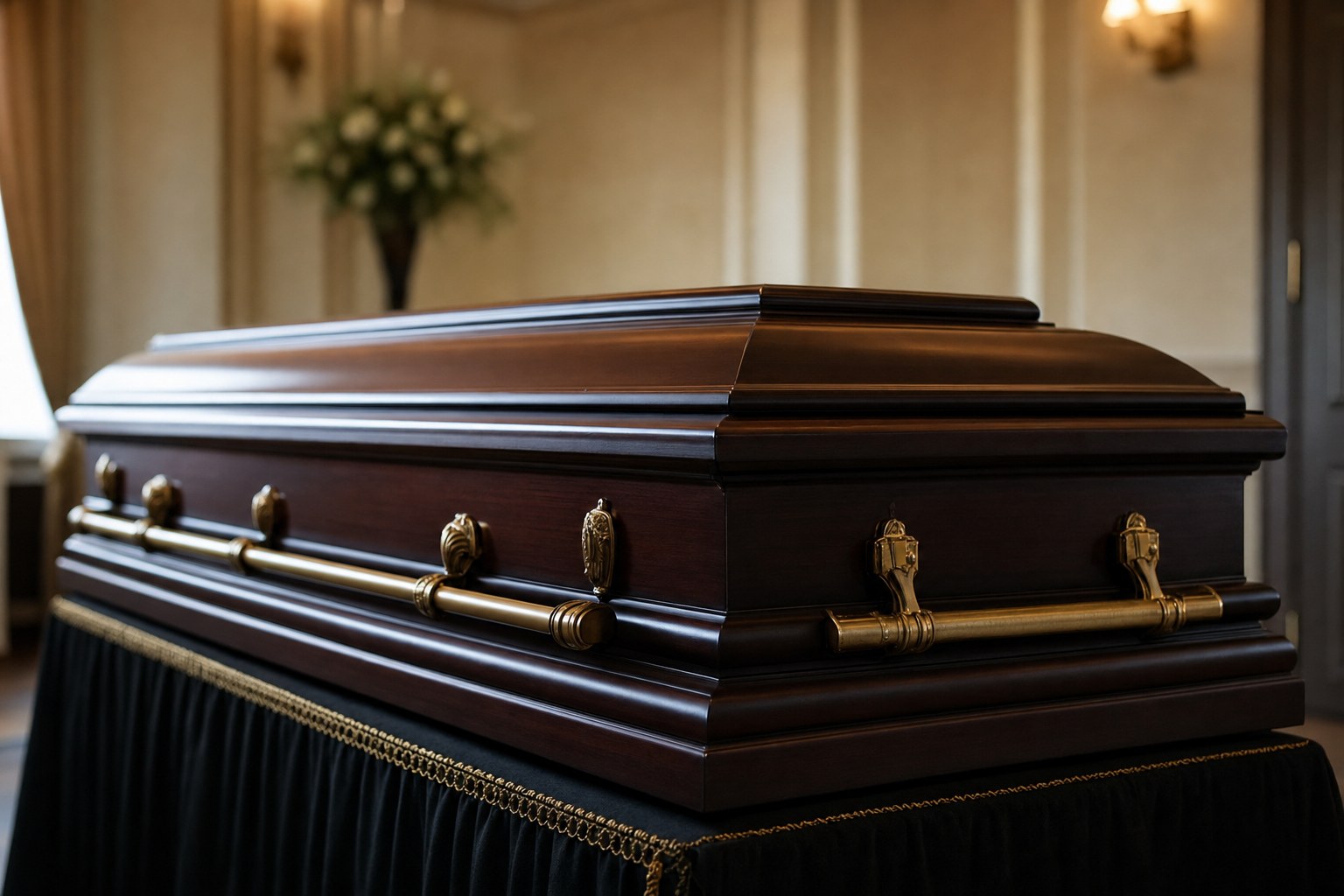 Cofano funebre allestito per il trasporto